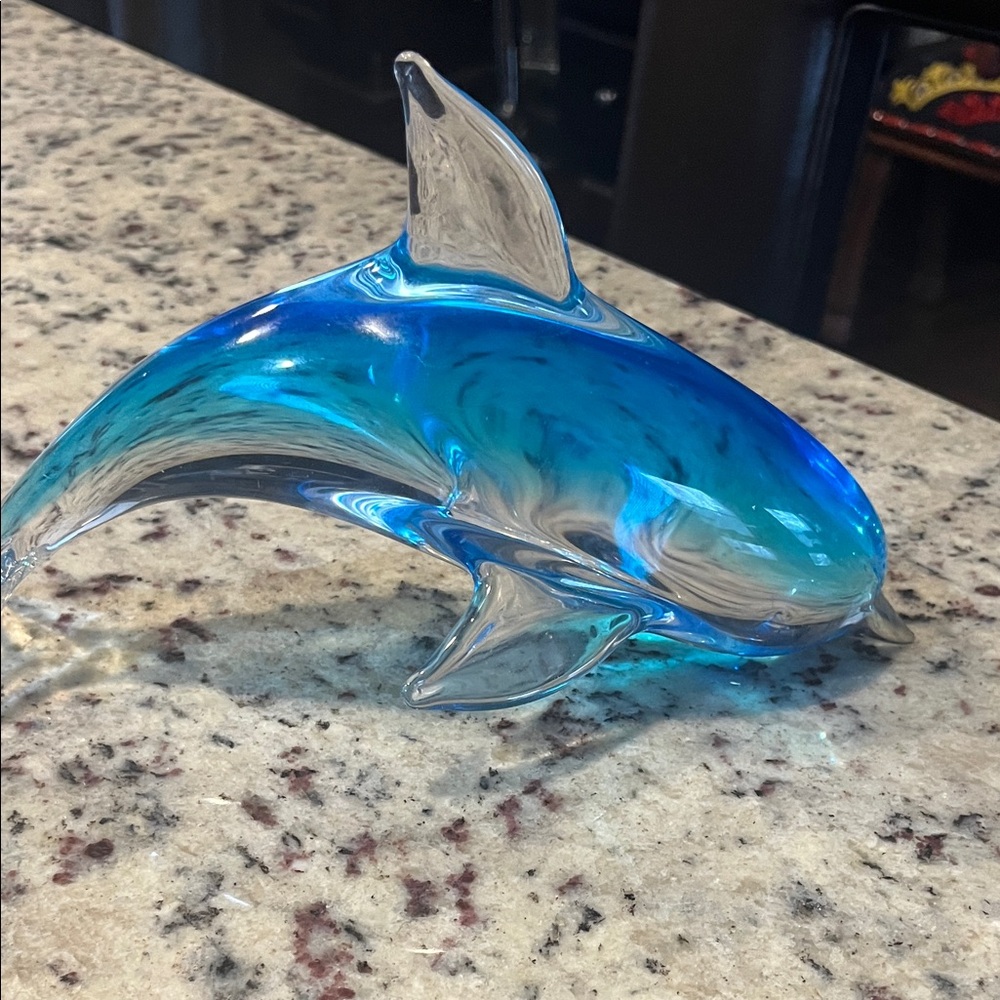 Blue murano  Glass Dolphin Figurine